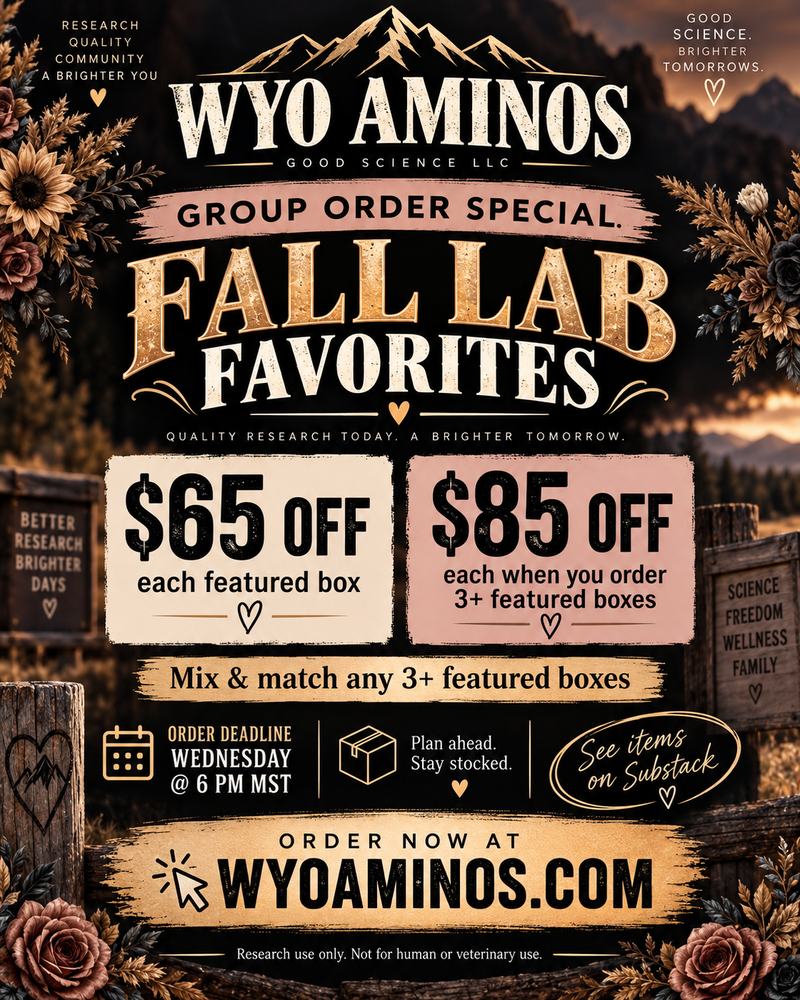 How Wyo Aminos Group Orders Work: Combined Buying Power + Current Research Specials