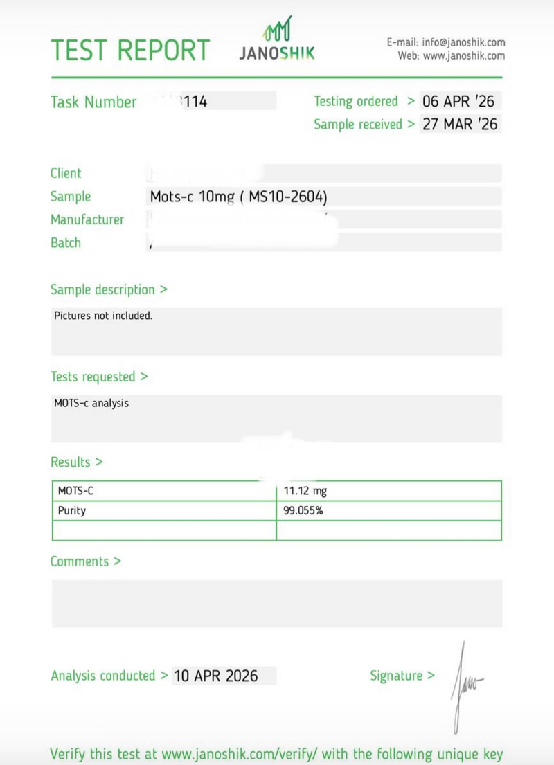 Mots C 10 mg Lab Report