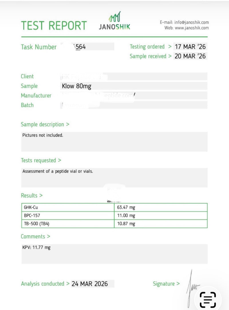 KLOW 80 MG Lab Report