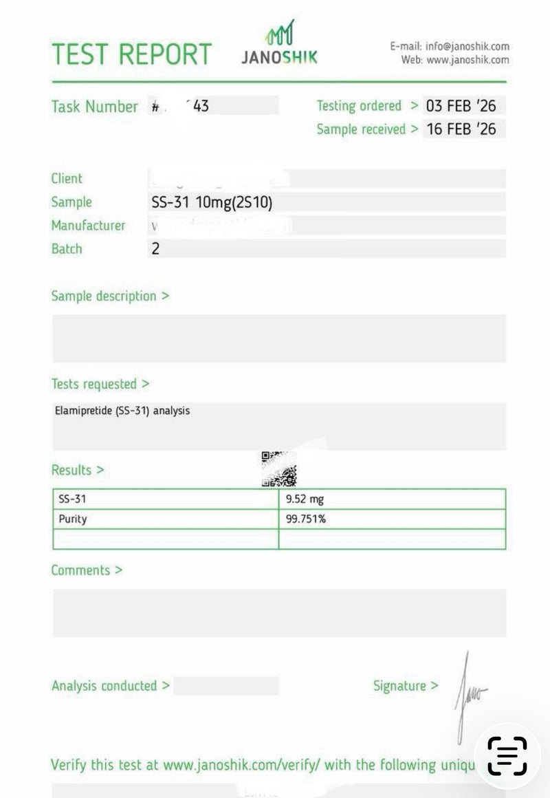 SS-31 10 mg Lab Report