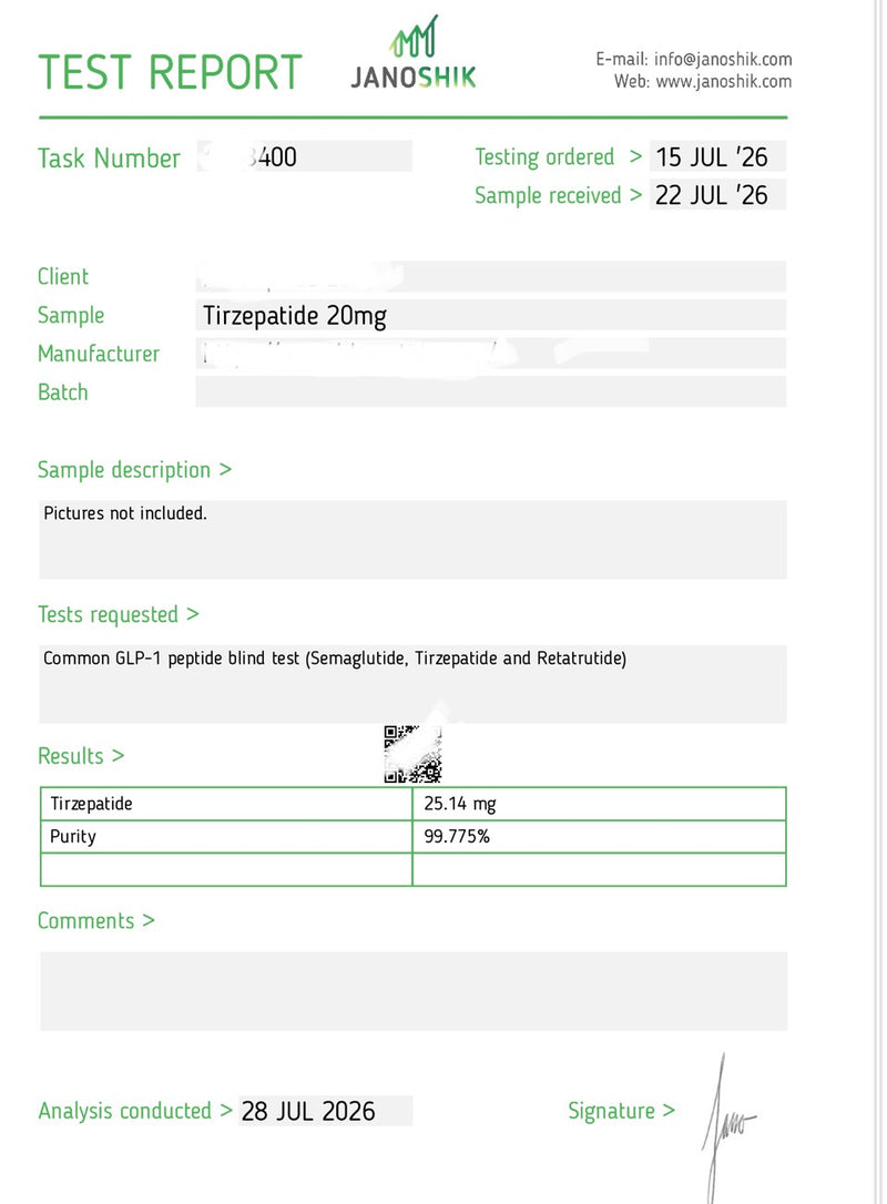 GLP2 TIRZ 20mg Lab Report