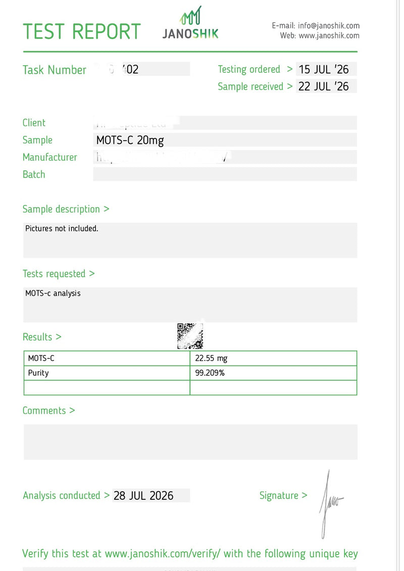 Mots C 20mg Lab Report