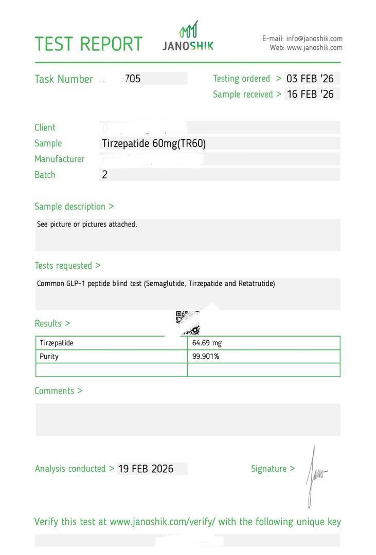 GLP2 TIRZEPATIDE 60mg Lab Report