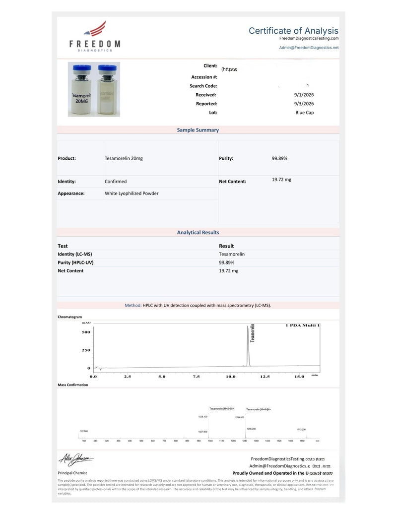 TESAMORELIN 20MG Lab Report